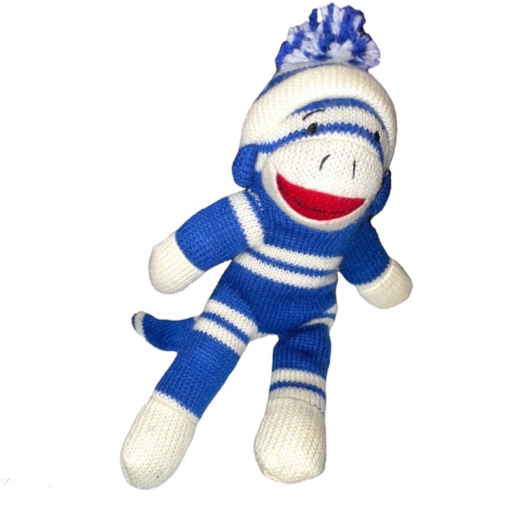 Dan Dee Collector’s choice Knit Sock Monkey Blue White Plush 11" Toy stuff
